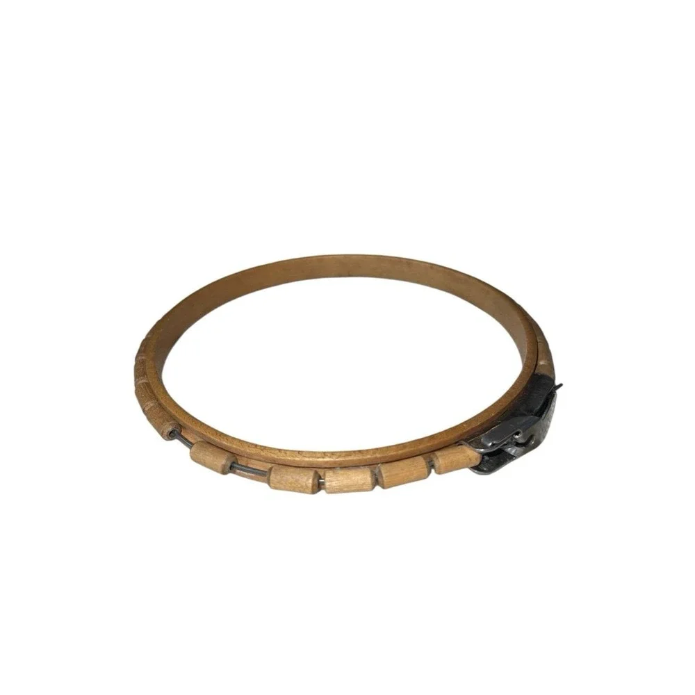 Embroidery Hoop RARE Latch Lock Tension Wood Bead Outer Ring Vintage Hardwood 6
